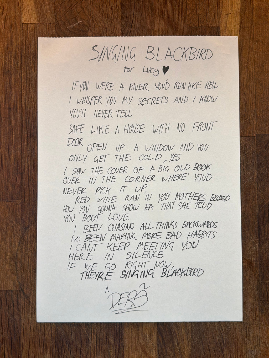 LYRICS HAND WRITTEN